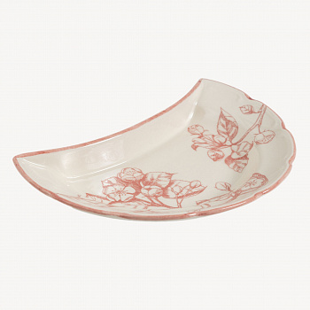 Тарелка полумесяц "Яблони в розовом" #