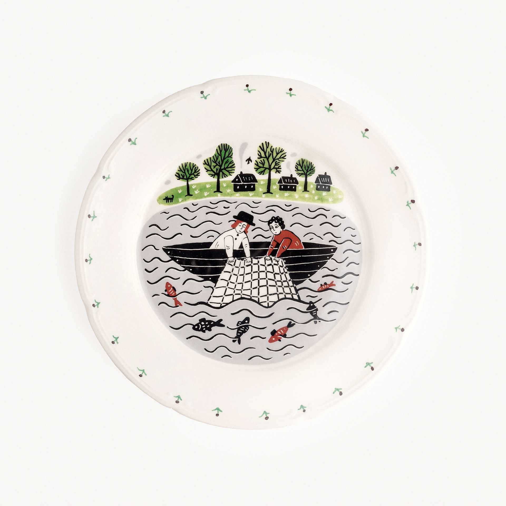 Тарелка плоская с полями &quot;Рыбалка&quot; #1