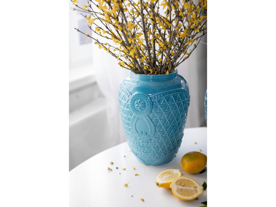 Ваза &quot;Русские ситцы&quot; голубая #1