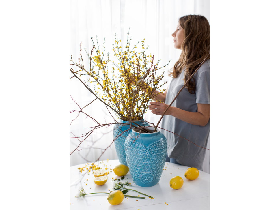 Ваза &quot;Русские ситцы&quot; голубая #5