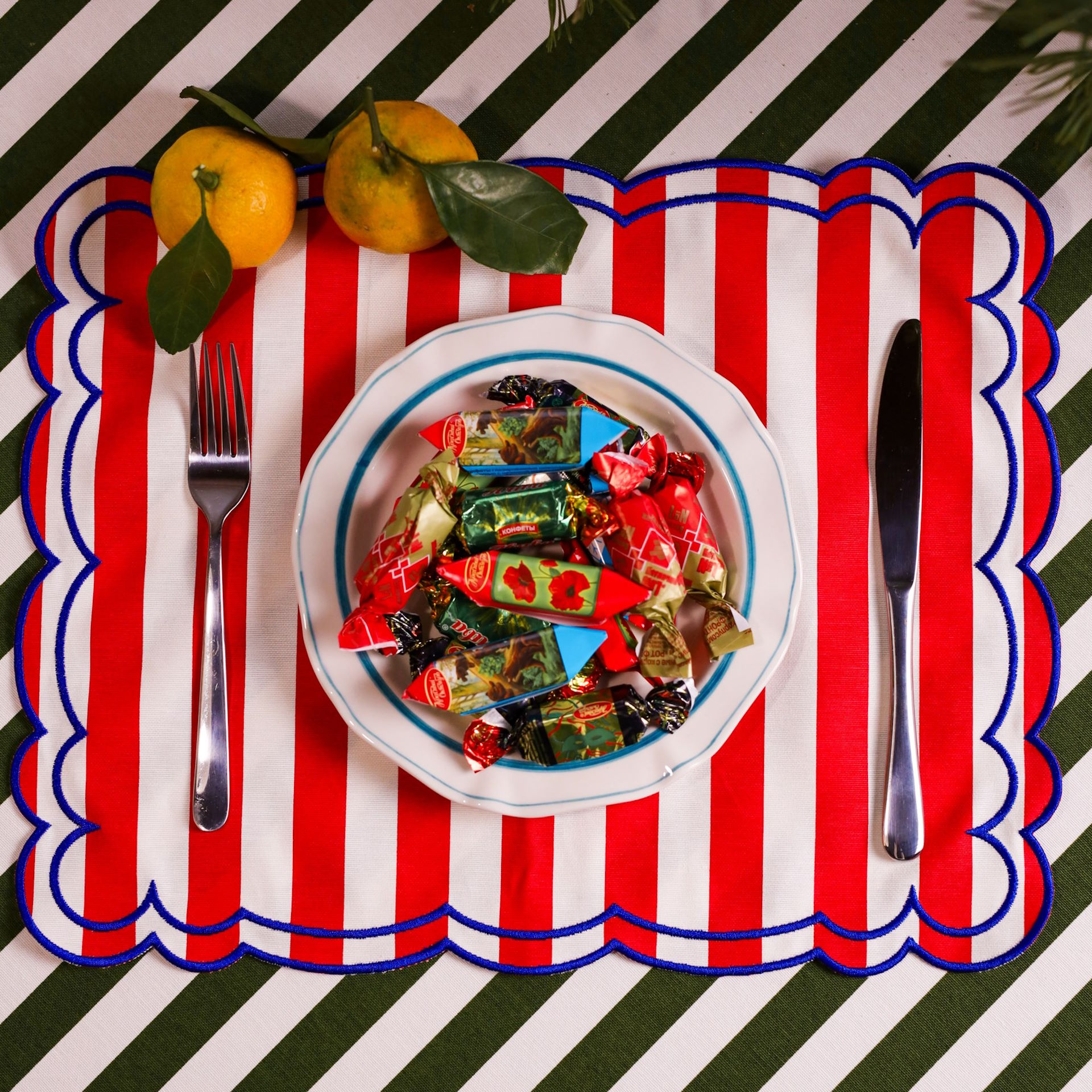 Ланчмат с вышивкой в полоску #4