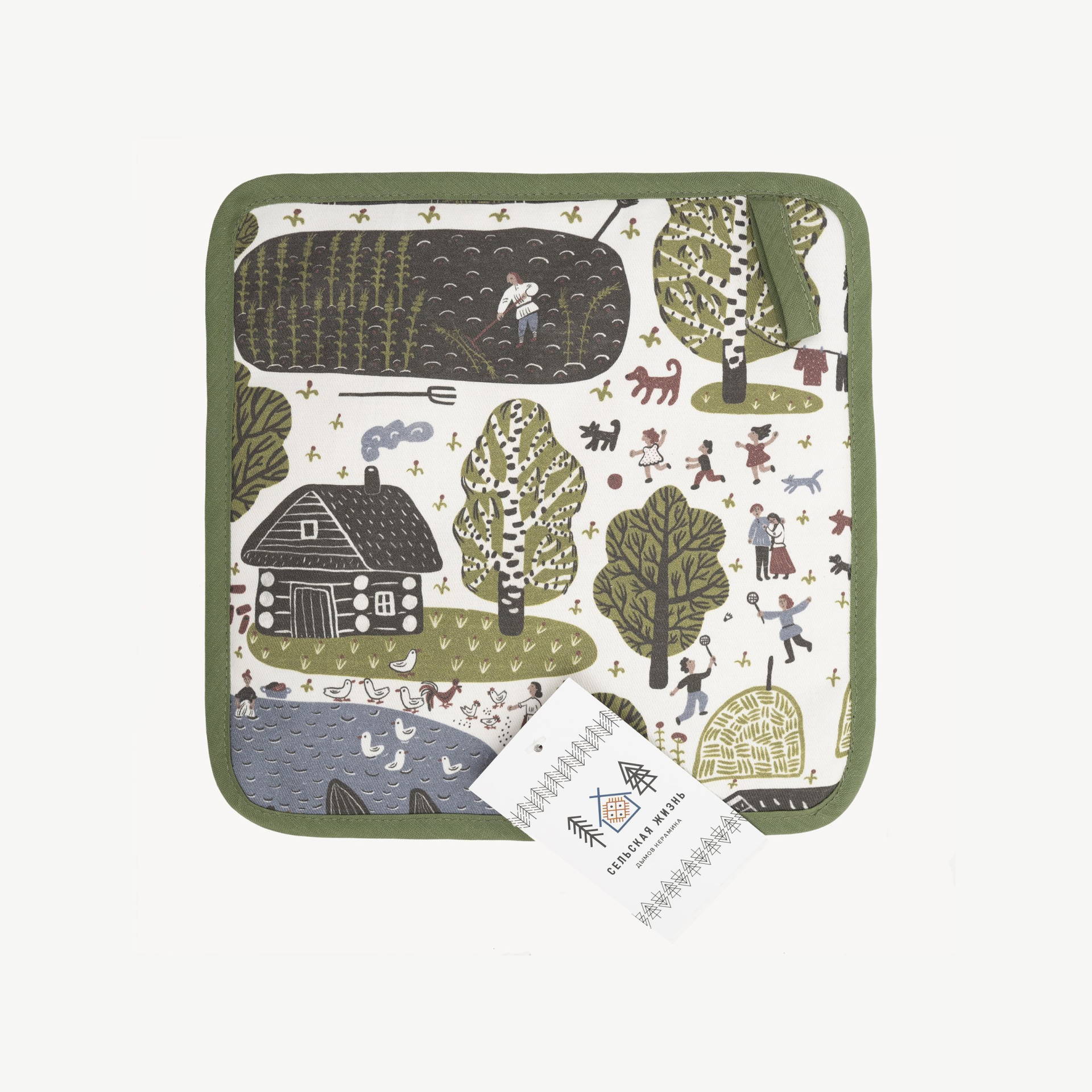 Прихватка квадратная. Серия Сельская жизнь. Белая деревня, Соня Уткина #2