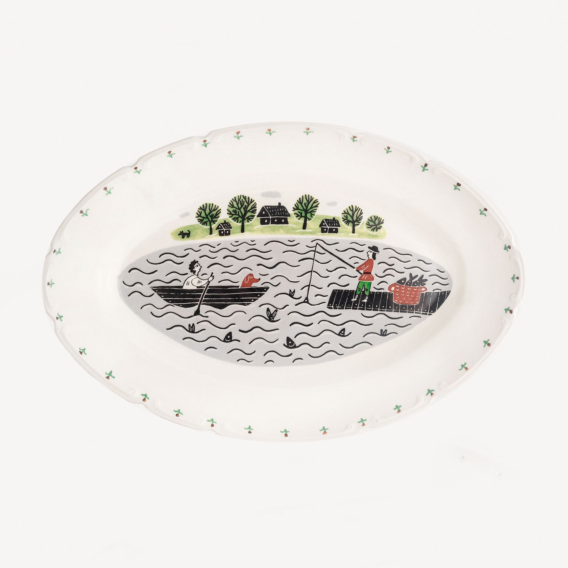 Блюдо овальное &quot;Рыбалка&quot; #1