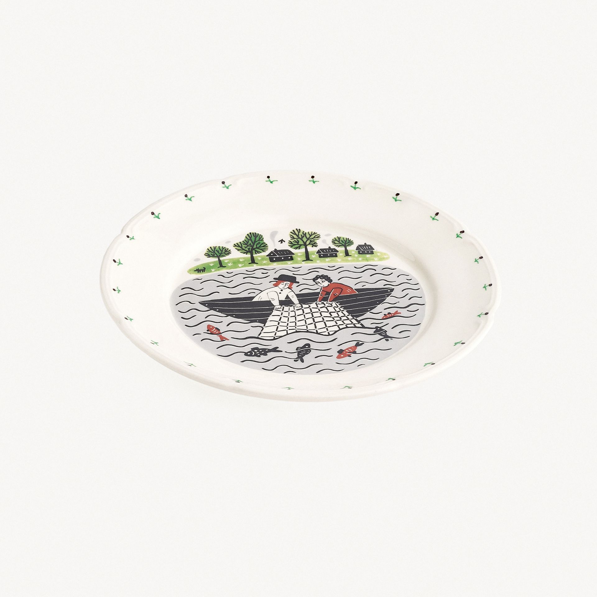 Тарелка плоская с полями &quot;Рыбалка&quot; #0