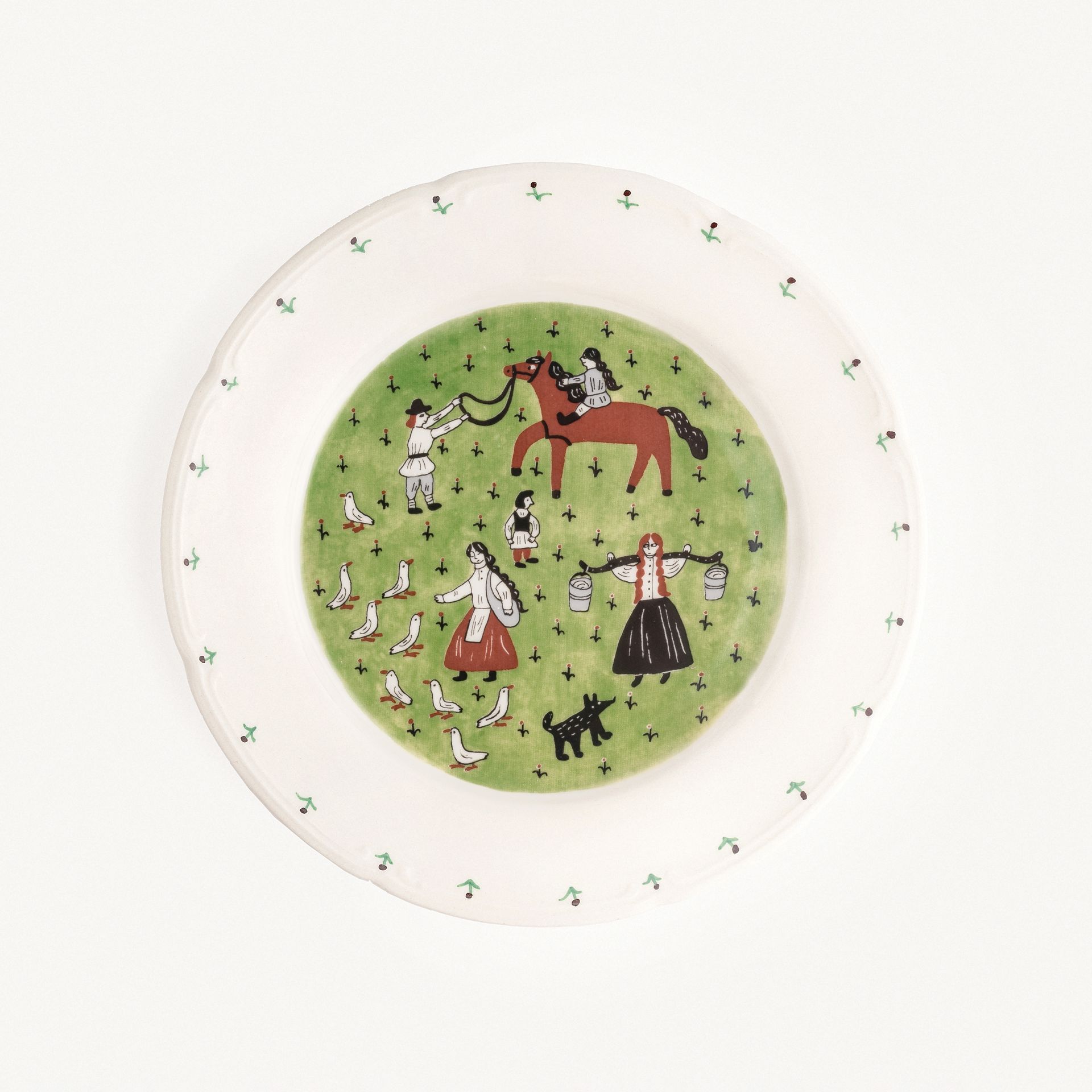 Тарелка плоская с полями "Деревня" #1