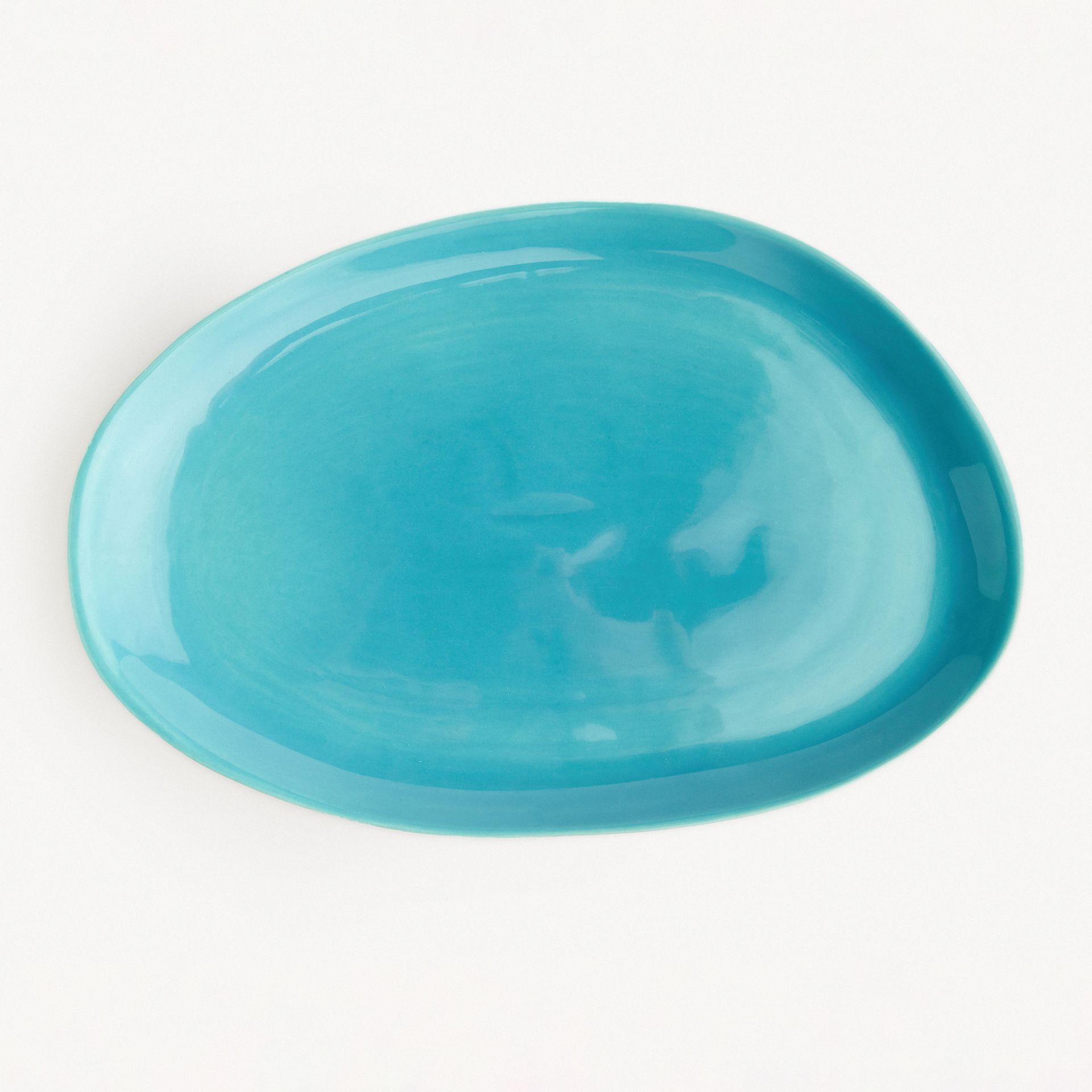 Блюдо овальное асимметричное "Лазурь белая" #1