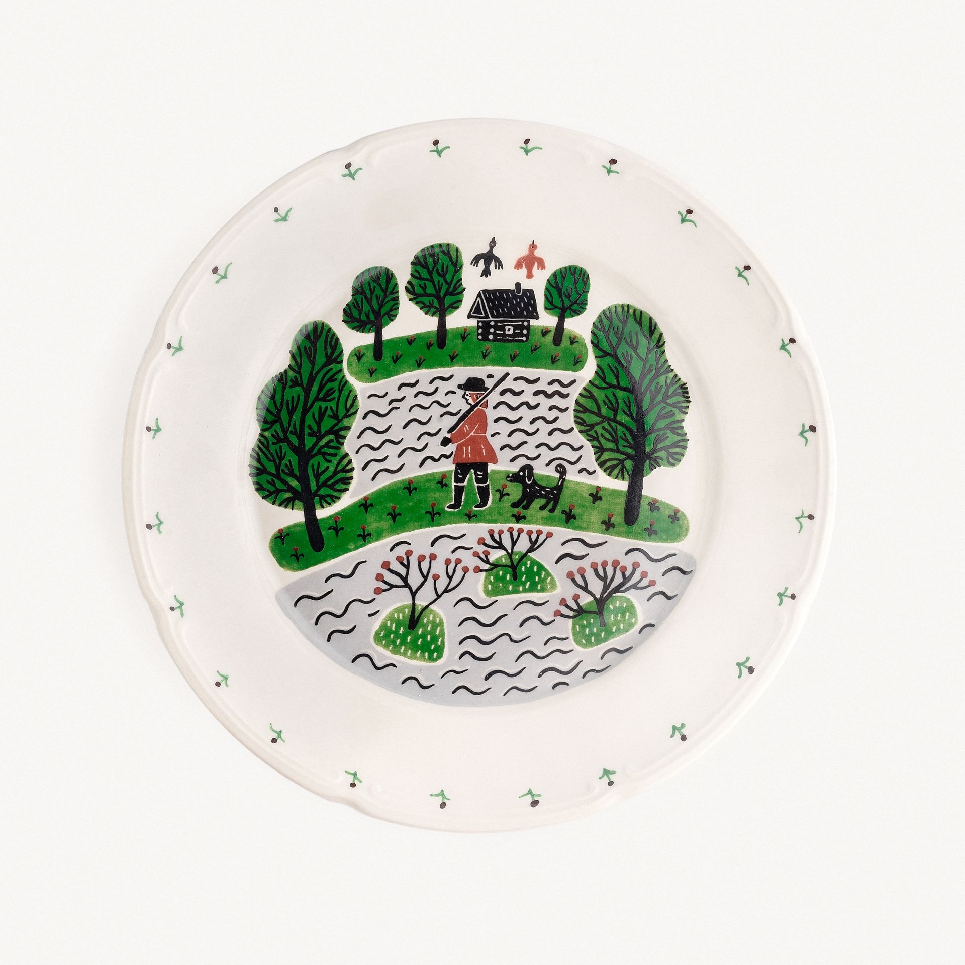 Тарелка плоская с полями "Охота" #1