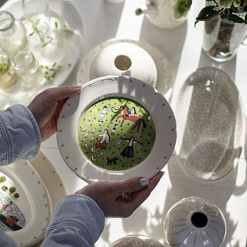 Тарелка плоская с полями &amp;quot;Деревня&amp;quot; #