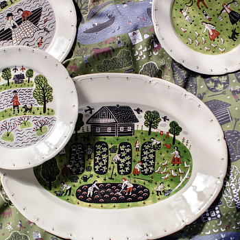 Тарелка плоская с полями &amp;quot;Охота&amp;quot; #