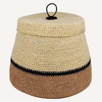 Корзина декоративная с крышкой (джут) #