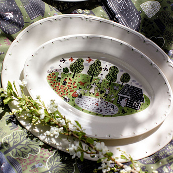 Блюдо овальное &amp;quot;Деревня&amp;quot; #