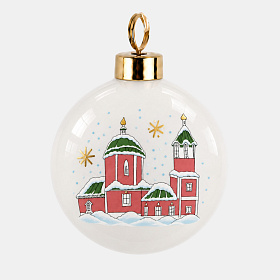 Ёлочная игрушка Шар. Храм красный