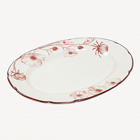 Блюдо овальное "Космея" утро. Бордовый листок