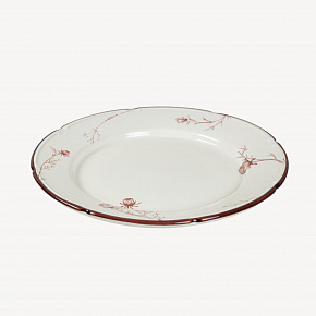 Тарелка плоская с полями "Космея" утро. Бордовый листок
