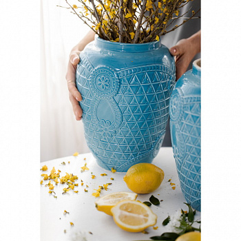 Ваза &amp;quot;Русские ситцы&amp;quot; голубая #