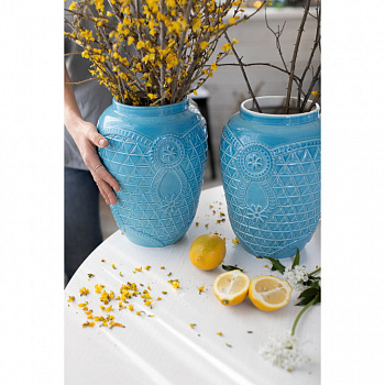 Ваза &amp;quot;Русские ситцы&amp;quot; голубая #