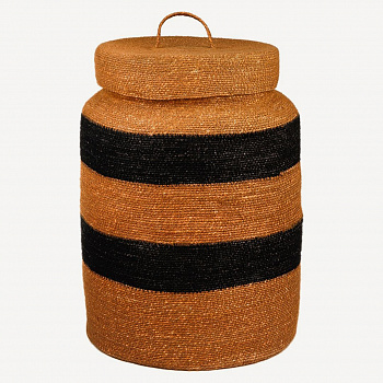 Корзина декоративная с крышкой (джут) #