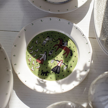 Тарелка плоская с полями &amp;quot;Деревня&amp;quot; #