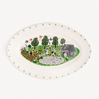 Блюдо овальное &amp;quot;Деревня&amp;quot; #