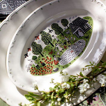 Блюдо овальное &amp;quot;Деревня&amp;quot; #