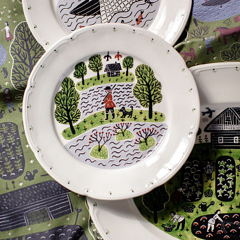 Тарелка плоская с полями &amp;quot;Охота&amp;quot; #