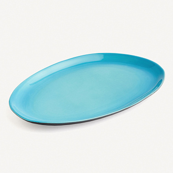 Блюдо овальное асимметричное &amp;quot;Лазурь черная&amp;quot; #