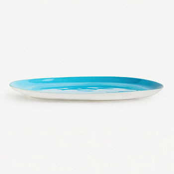 Блюдо овальное асимметричное &amp;quot;Лазурь белая&amp;quot; #
